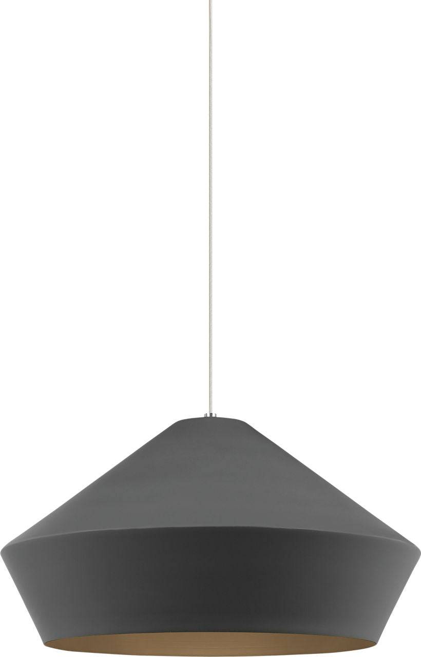 Brummel Grande Pendant | Satin Nickel | Charcoal Gray Bulb(s) Not Included