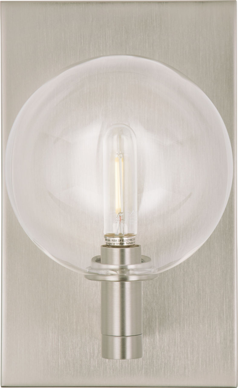 Gambit Single Wall Single Clear Satin Nickel Bulb Not Included
