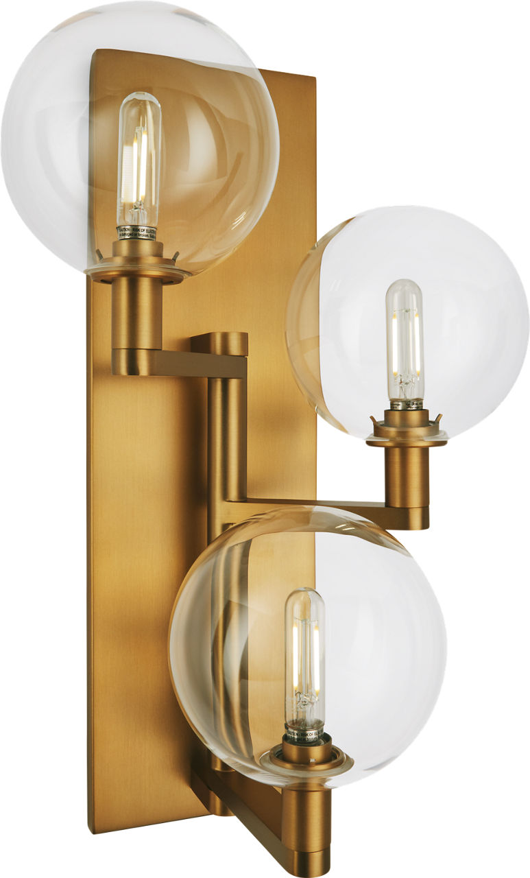 Gambit Triple Wall Triple Clear Aged Brass 2700K 90 CRI led t6 90 cri 2700k 120v