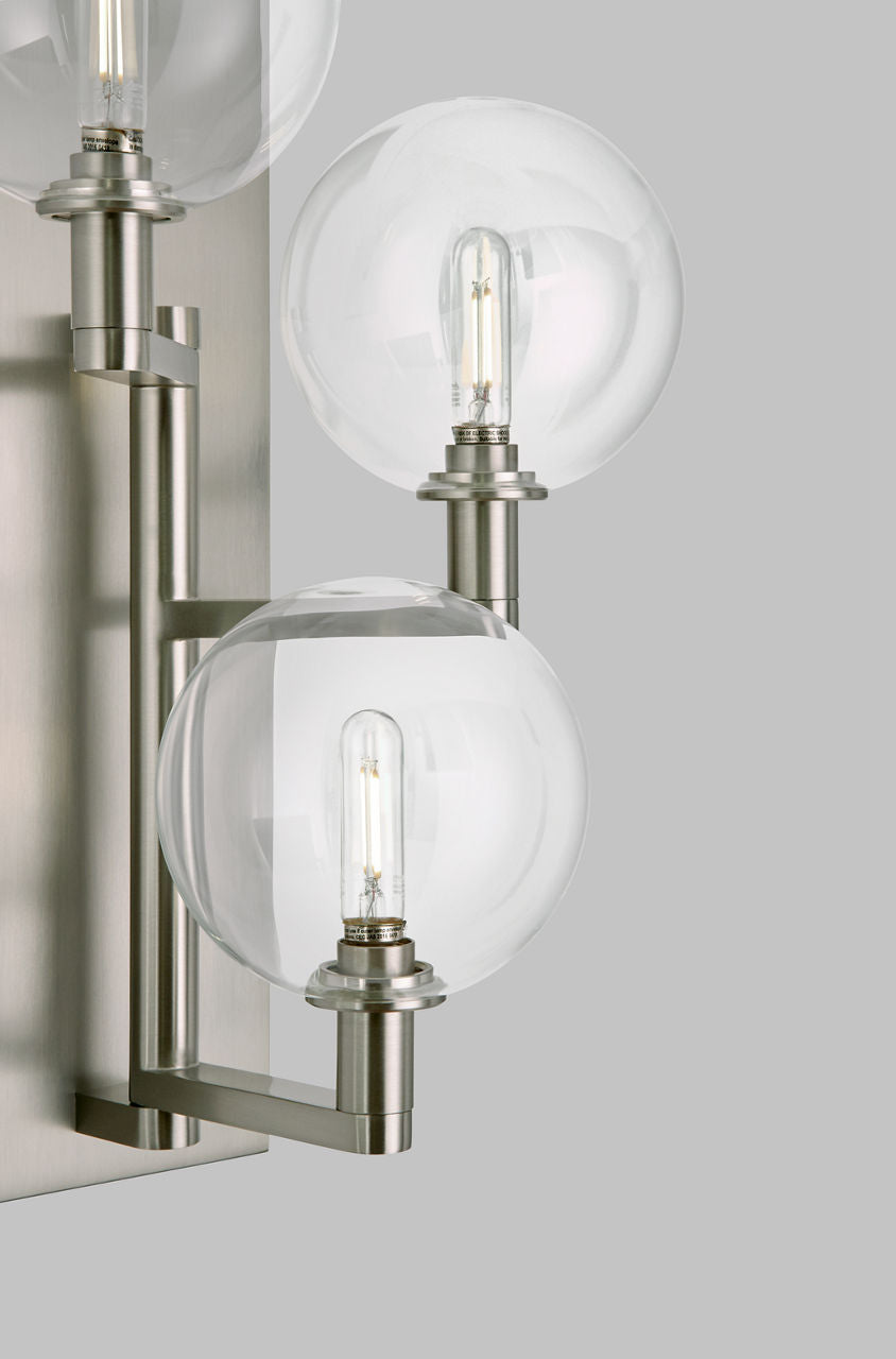 Gambit Triple Wall Triple Clear Satin Nickel 2700K 90 CRI led t6 90 cri 2700K 120v