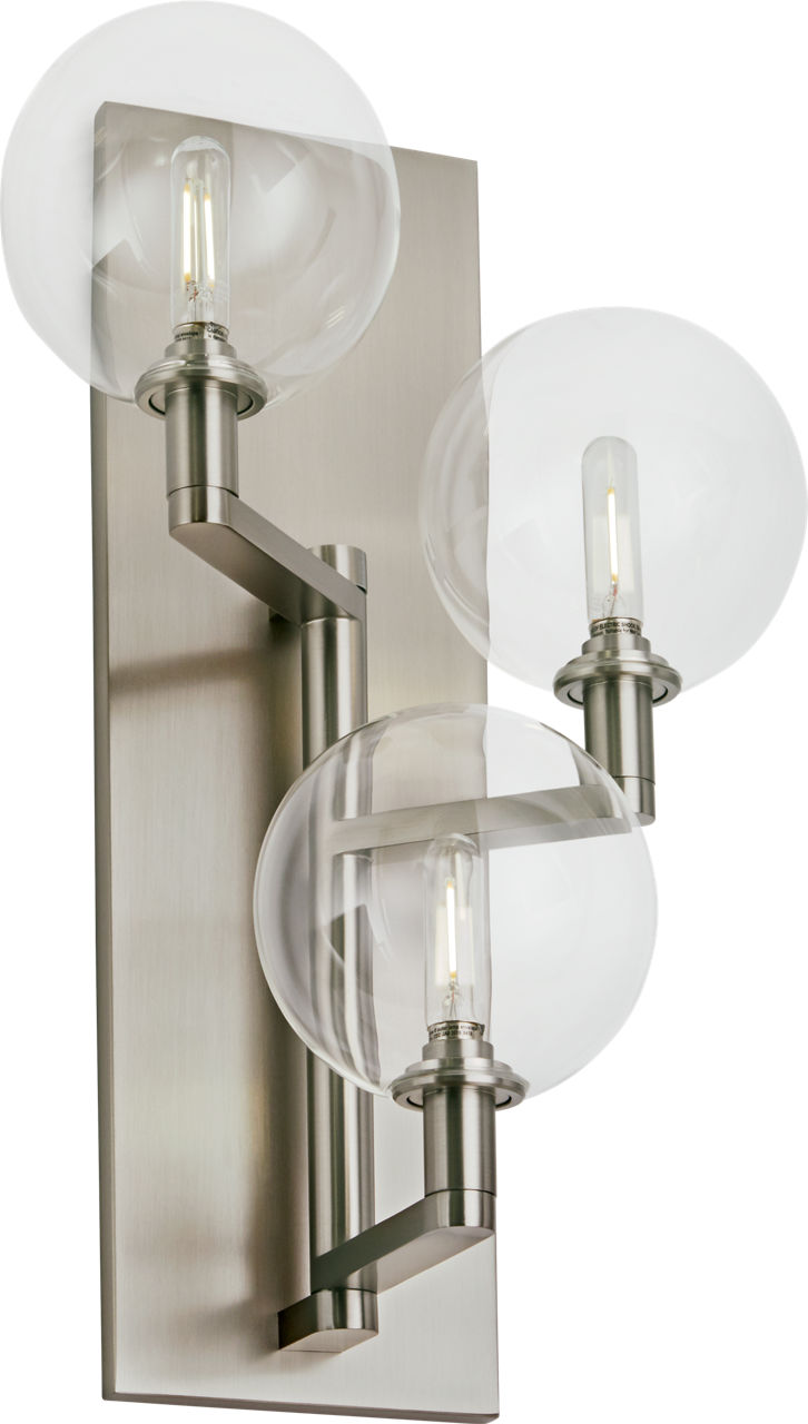 Gambit Triple Wall Triple Clear Satin Nickel Bulb Not Included
