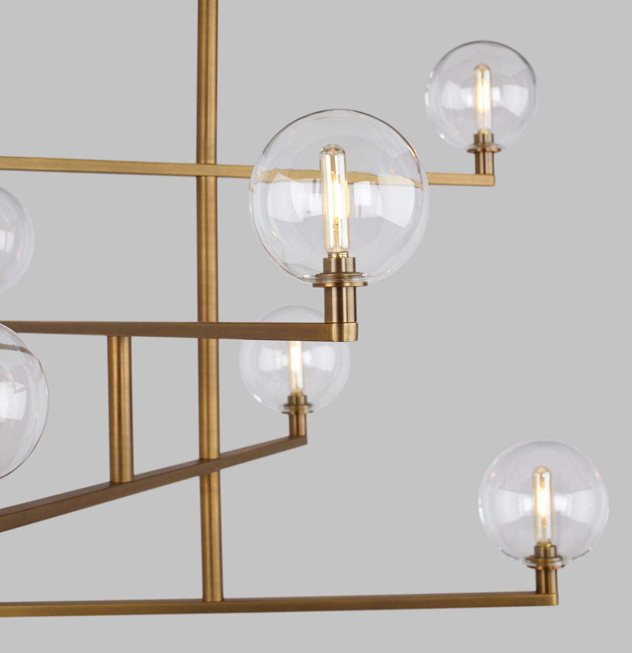 Gambit Chandelier Clear Aged Brass T6 LED 2700K 90 CRI 120V
