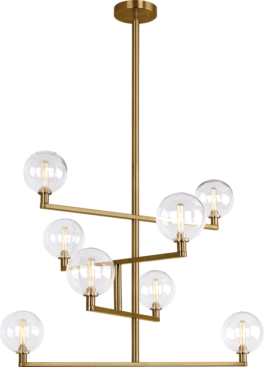 Gambit Chandelier Clear Aged Brass T6 LED 2700K 90 CRI 120V