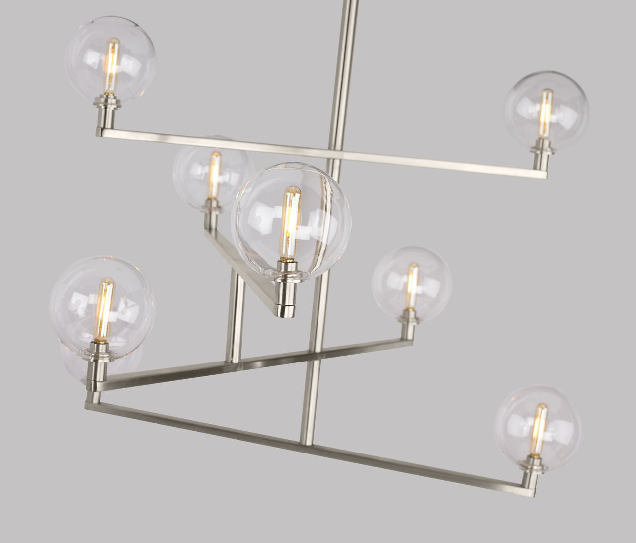 Gambit Chandelier | Clear Satin Nickel Bulb Not Included