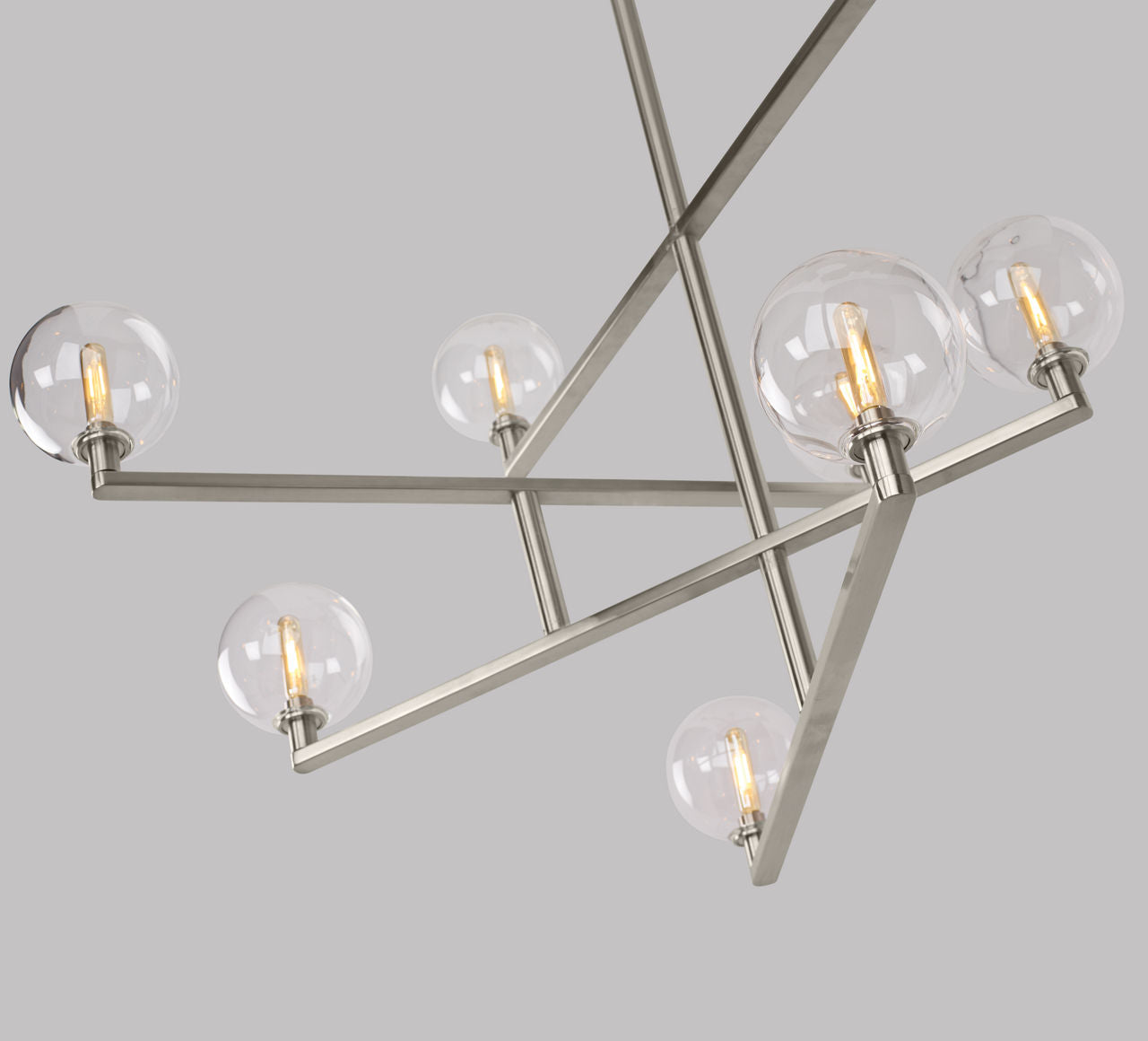 Gambit Chandelier | Clear Satin Nickel Bulb Not Included