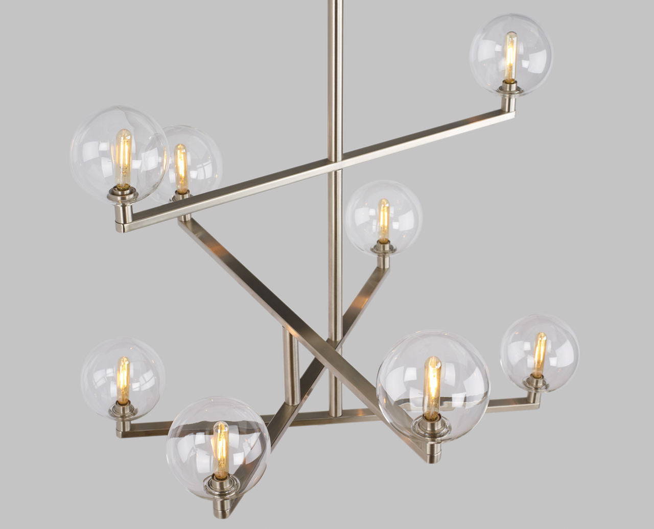 Gambit Chandelier | Clear Satin Nickel Bulb Not Included