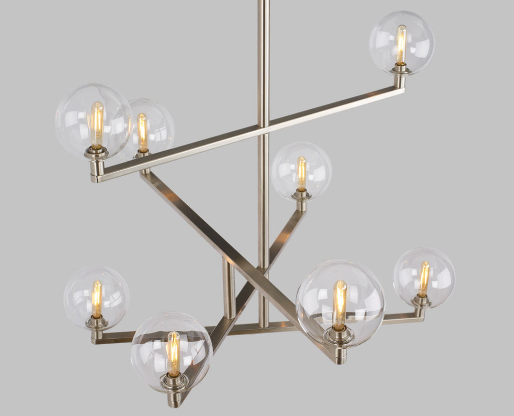 Gambit Chandelier Clear Satin Nickel T6 LED 2700K 90 CRI 120V