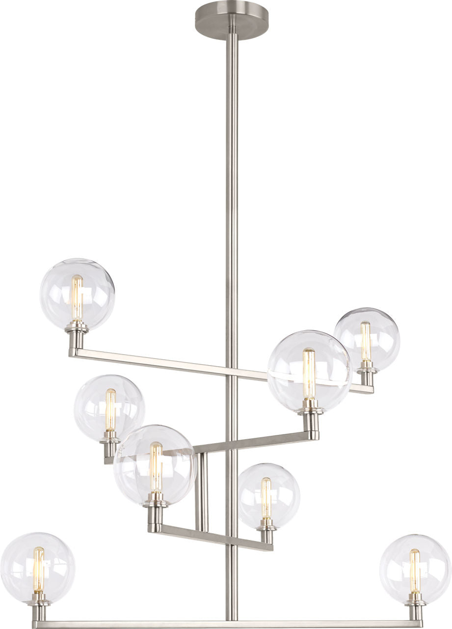 Gambit Chandelier | Clear Satin Nickel Bulb Not Included