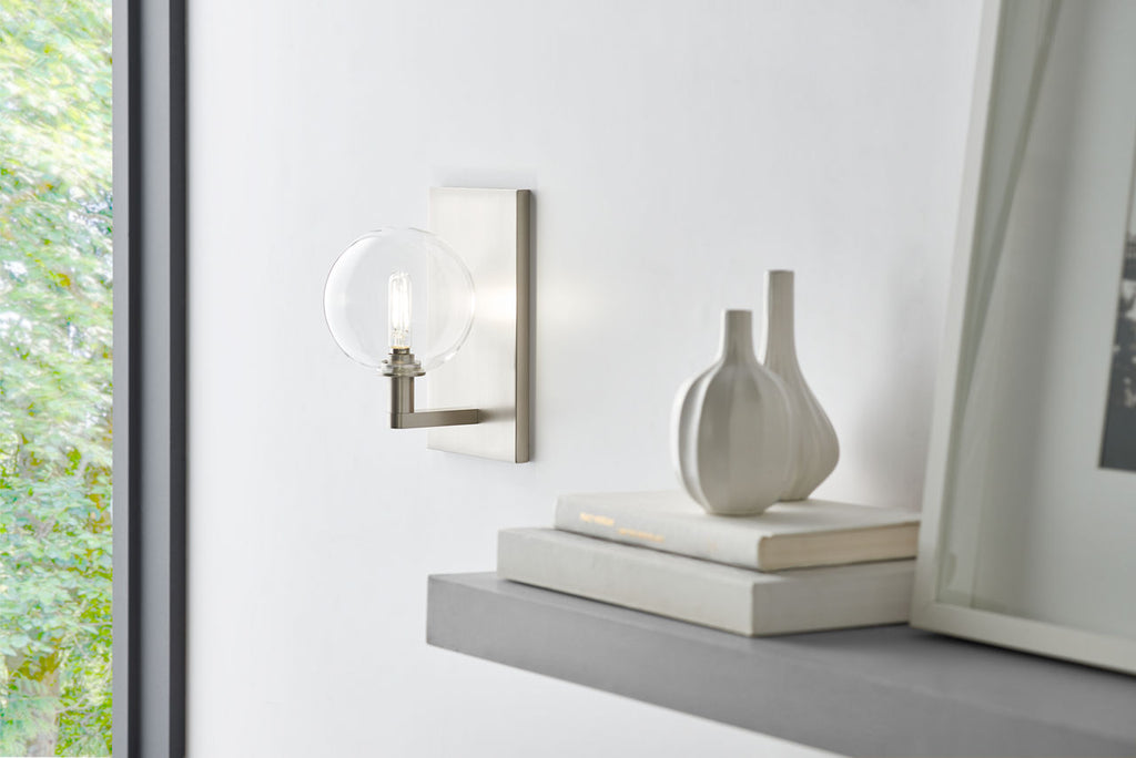 Gambit Single Wall Single Clear Satin Nickel 2700K 90 CRI led t6 90 cri 2700k 120v (t20/t24)