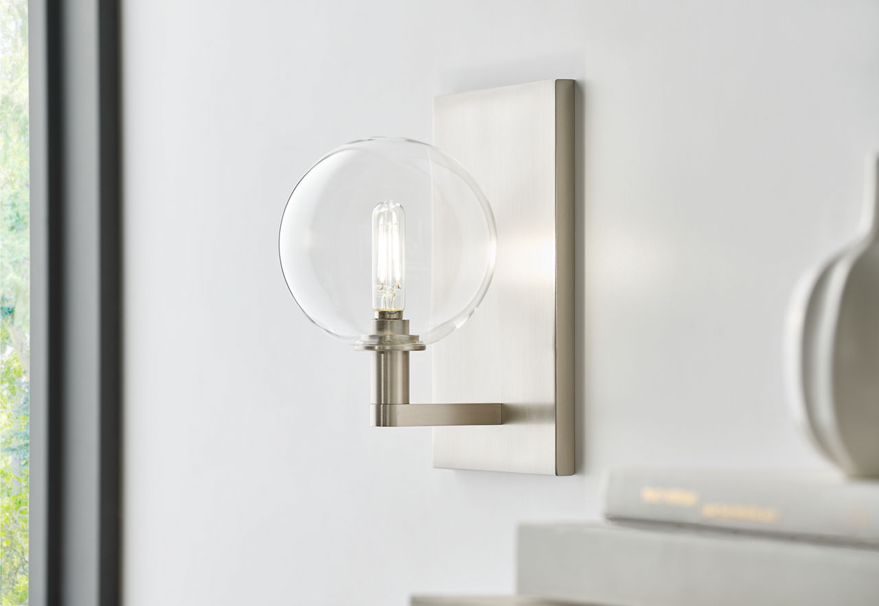 Gambit Single Wall Single Clear Satin Nickel 2700K 90 CRI led t6 90 cri 2700k 120v (t20/t24)