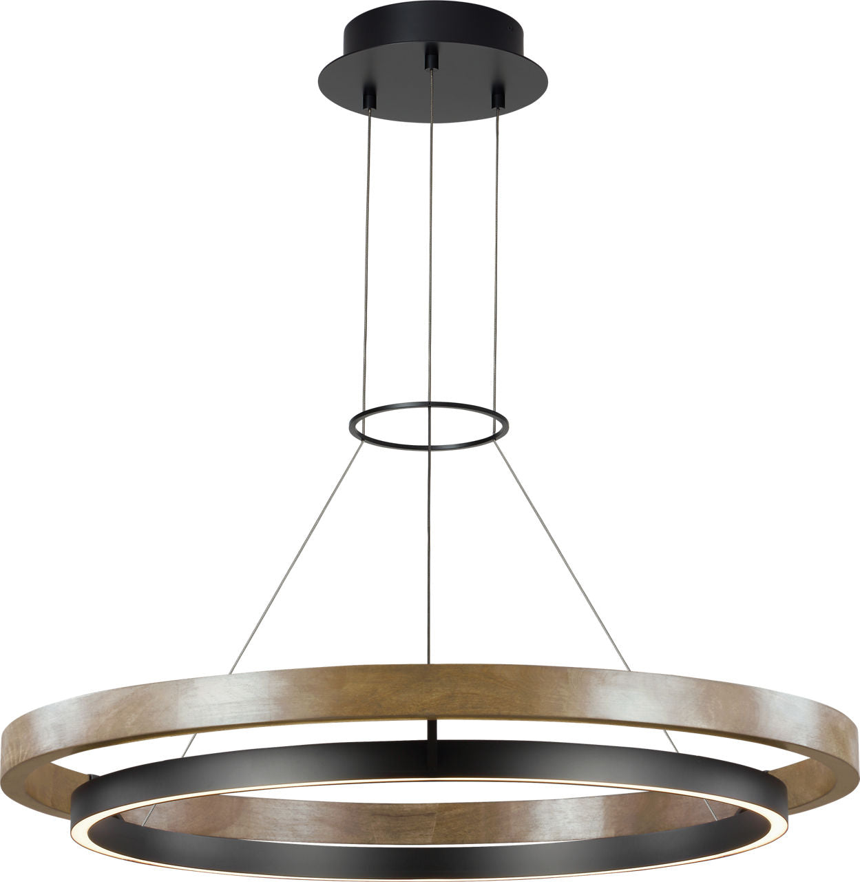 Grace 36 Chandelier Matte Black/weathered oak wood LED 90 CRI 3000K 120V