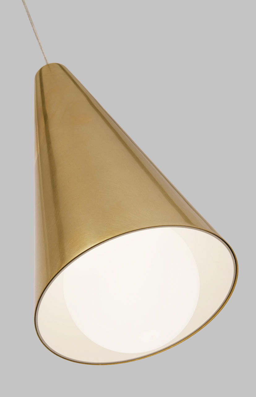 Joni Mini Pendant | Natural Brass | Frost Glass MonoRail Bulb(s) Included