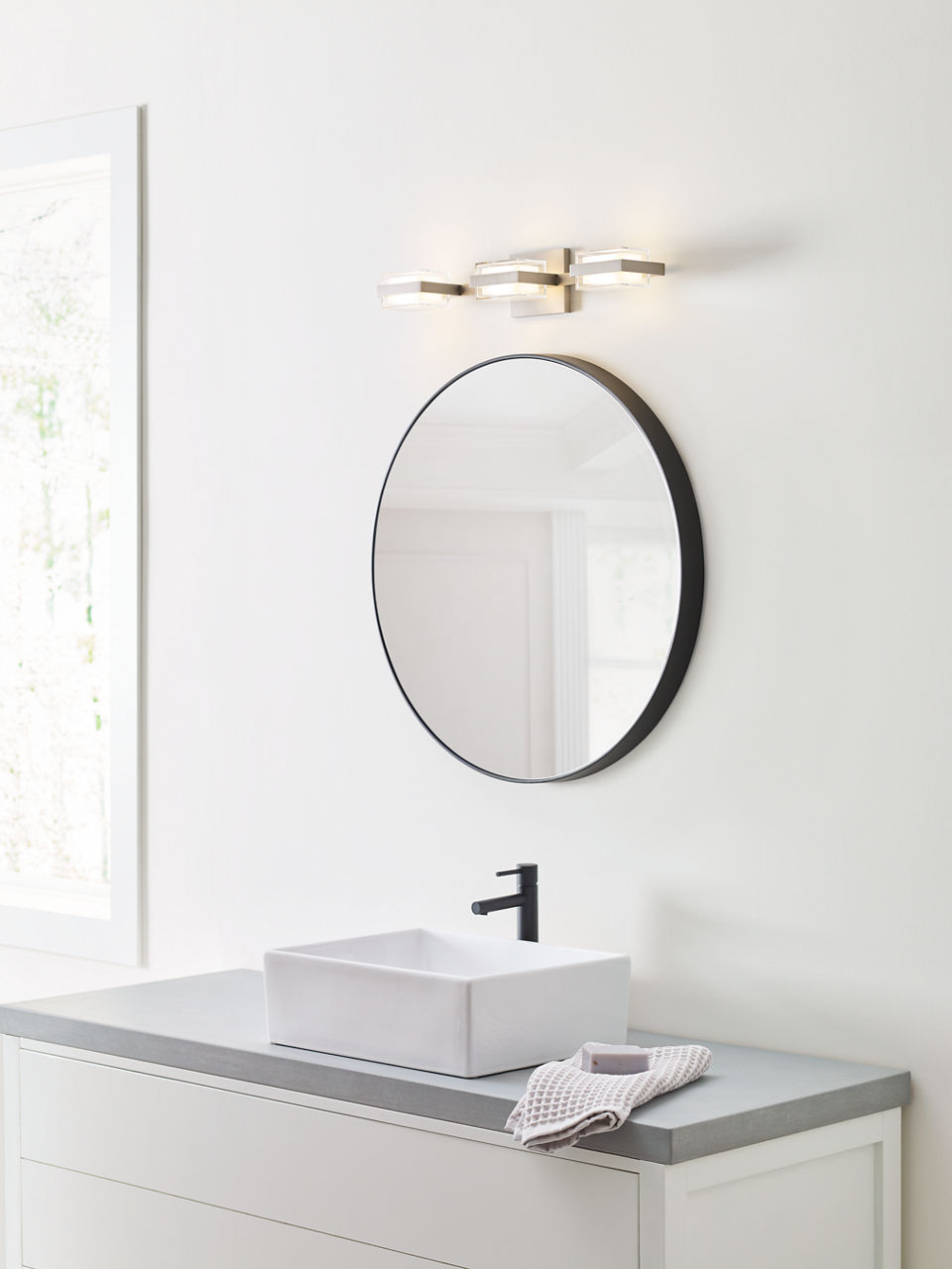 Kamden 3-Light Bath 3 Shallow Satin Nickel LED 90 CRI 3000K 120V