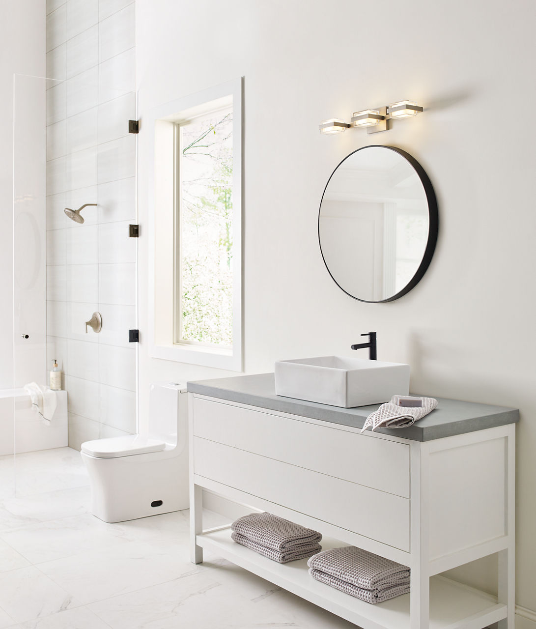 Kamden 3-Light Bath 3 Shallow Satin Nickel LED 90 CRI 3000K 120V