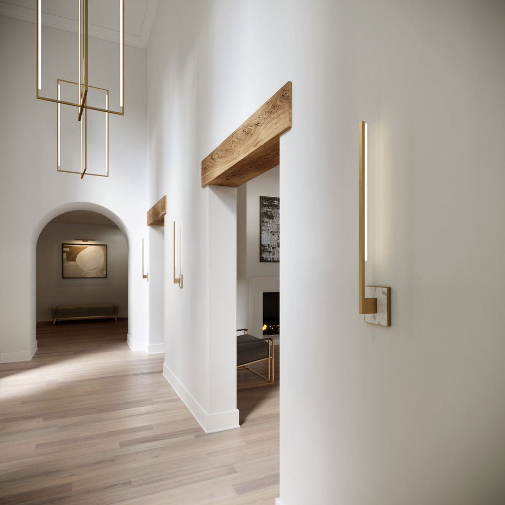 Klee 20 Wall Natural Brass/White marble Integrated LED 90 CRI 3000K 120V