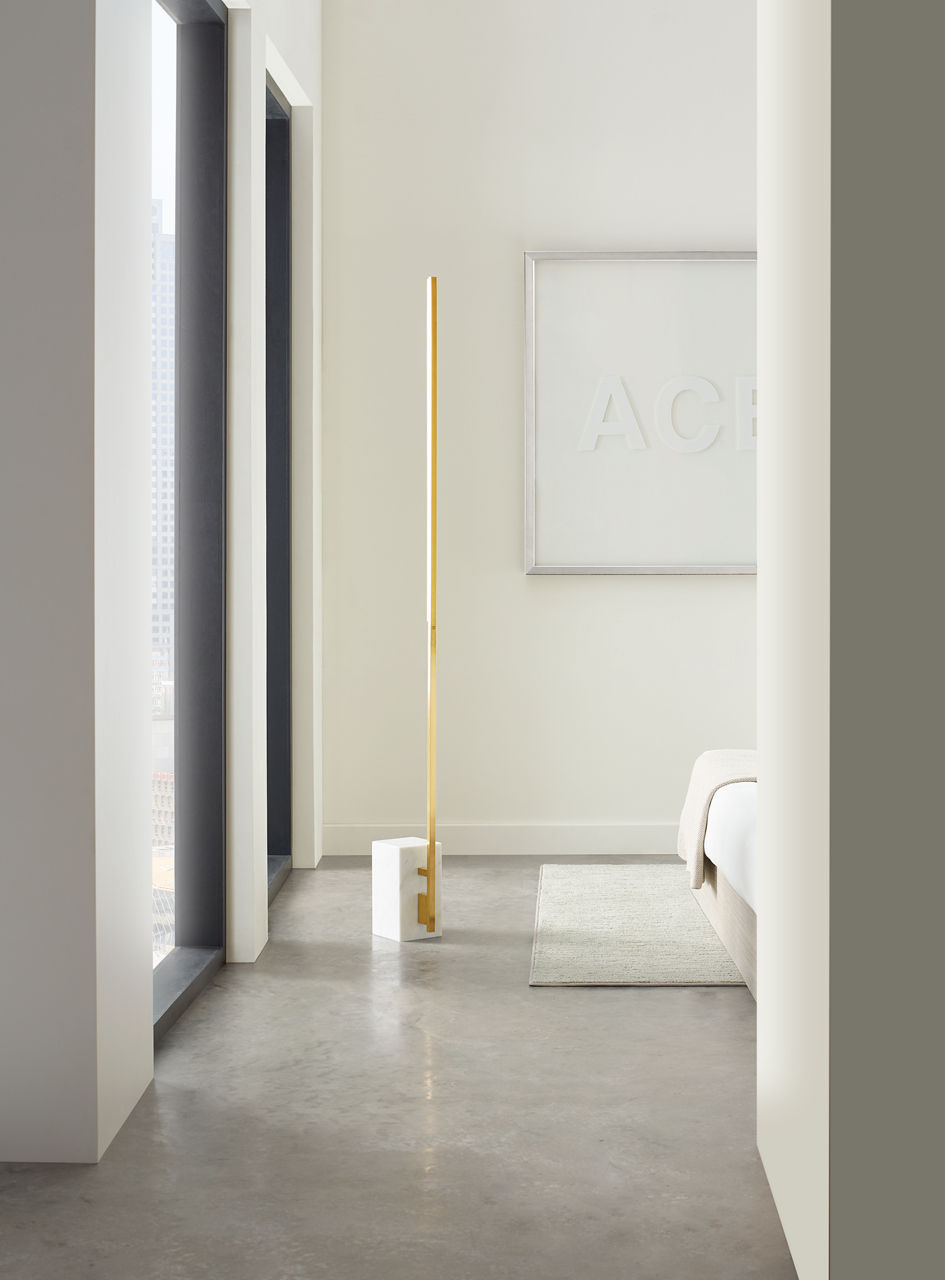 Klee 70 Floor Lamp Natural Brass/White marble 2700K 90 CRI integrated led 90 cri 2700k 120v-240v