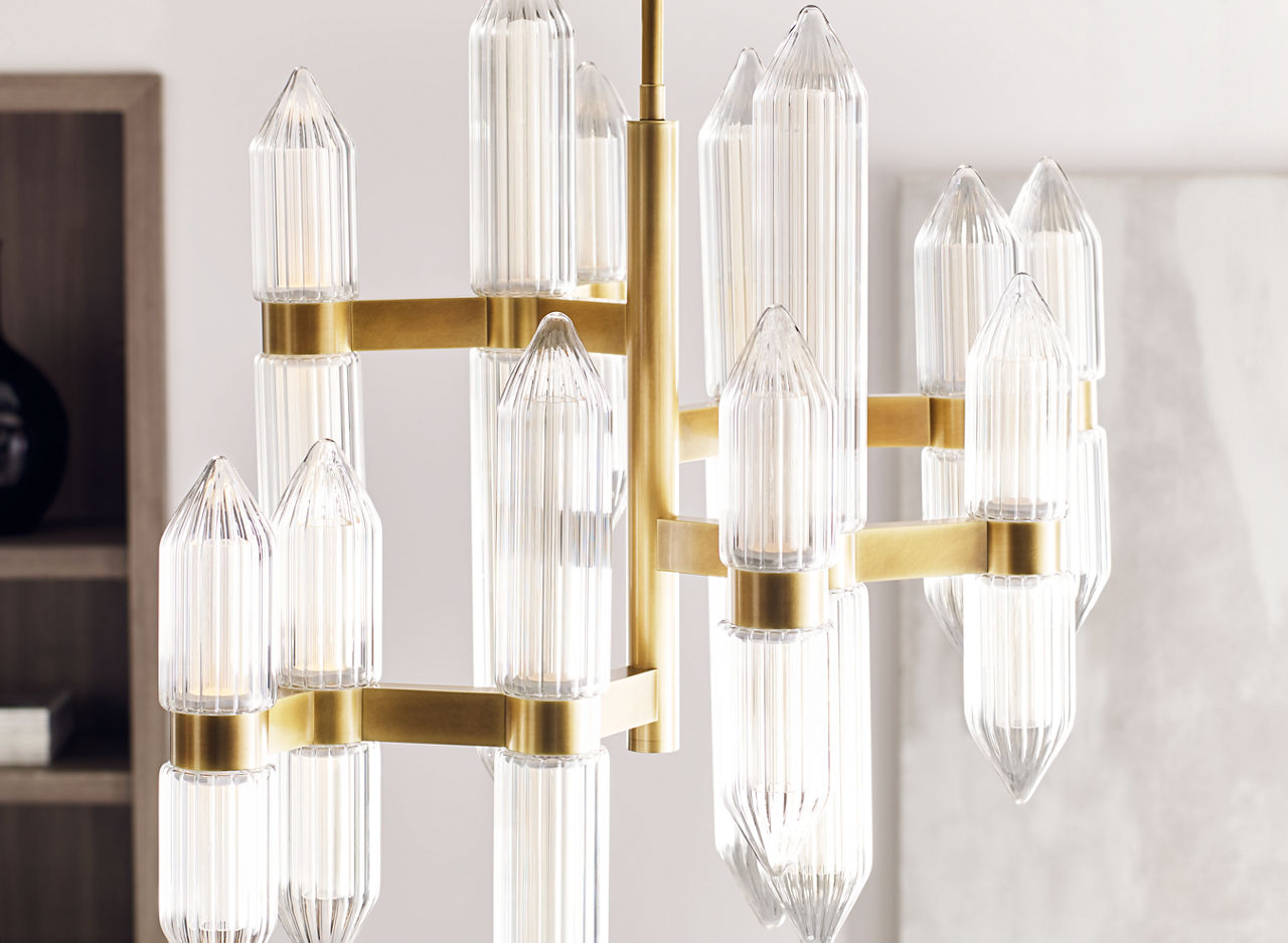 Langston Medium Chandelier Plated Brass LED 2700K 90 CRI 120-277V