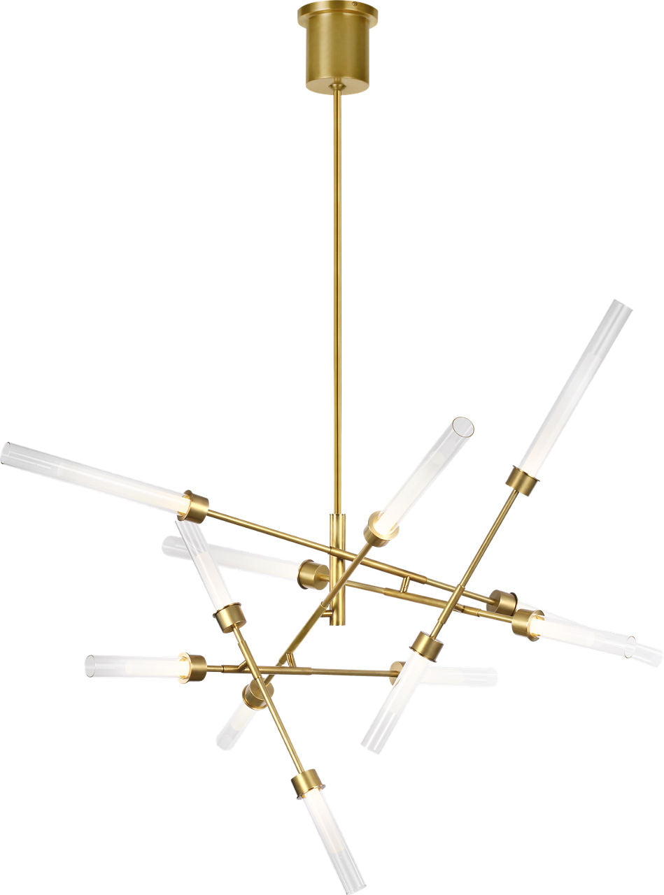 Linger 12-Light Abstract Chandelier 12-Light Abstract Chandelier Natural Brass 3000K 90 CRI integrated led 90 cri 3000k 120v