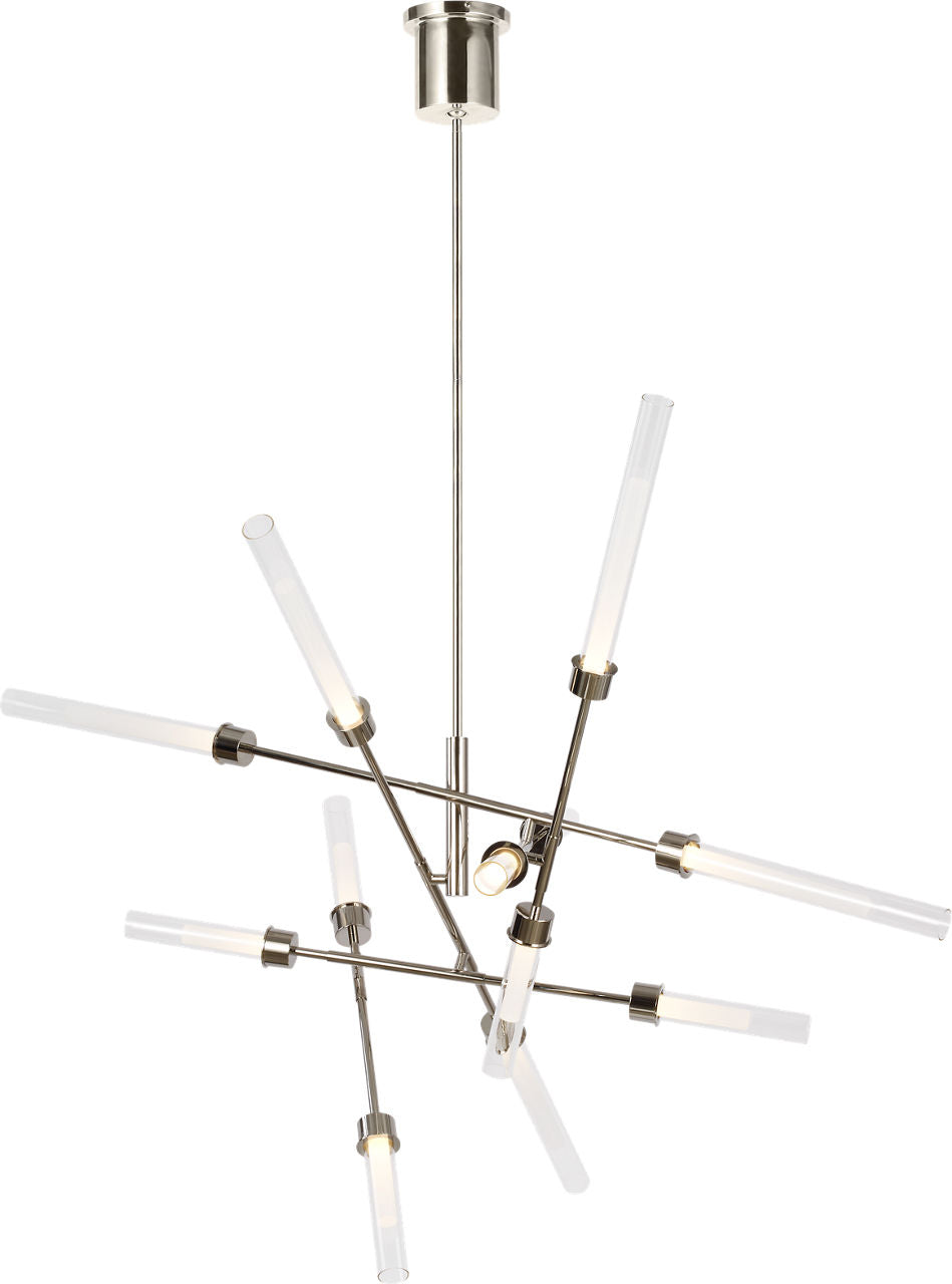 Linger 12-Light Abstract Chandelier 12-Light Abstract Chandelier Polished Nickel LED 90 CRI 3000K 120V