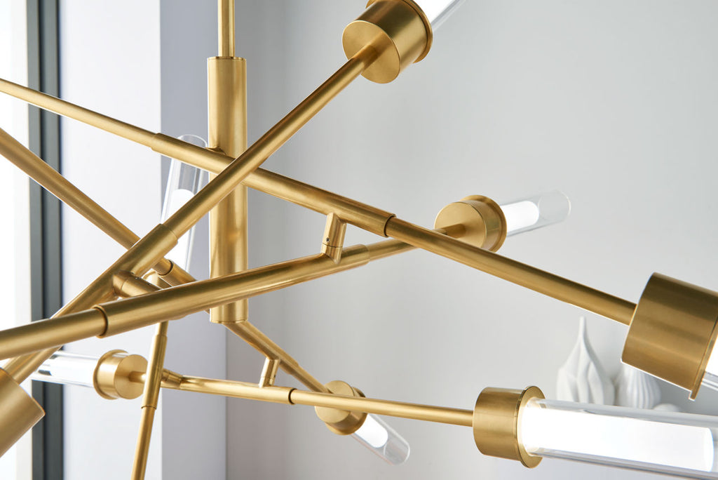 Linger 12-Light Abstract Chandelier 12-Light Abstract Chandelier Natural Brass 3000K 90 CRI integrated led 90 cri 3000k 120v