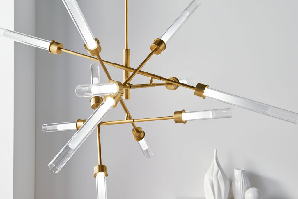 Linger 12-Light Abstract Chandelier 12-Light Abstract Chandelier Natural Brass 3000K 90 CRI integrated led 90 cri 3000k 120v