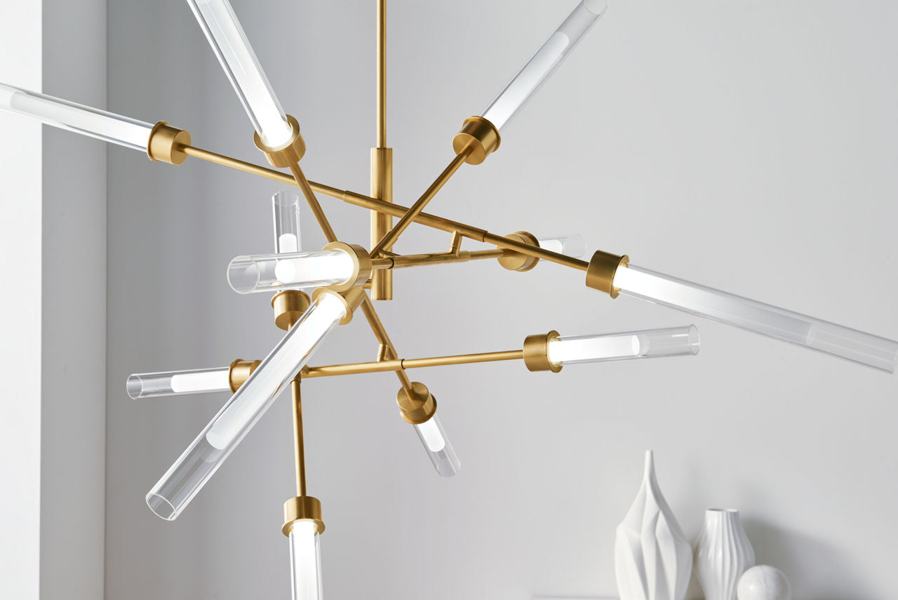 Linger 12-Light Abstract Chandelier 12-Light Abstract Chandelier Natural Brass 3000K 90 CRI integrated led 90 cri 3000k 120v