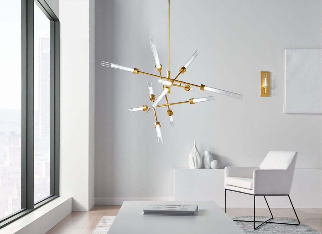 Linger 12-Light Abstract Chandelier 12-Light Abstract Chandelier Natural Brass 3000K 90 CRI integrated led 90 cri 3000k 120v