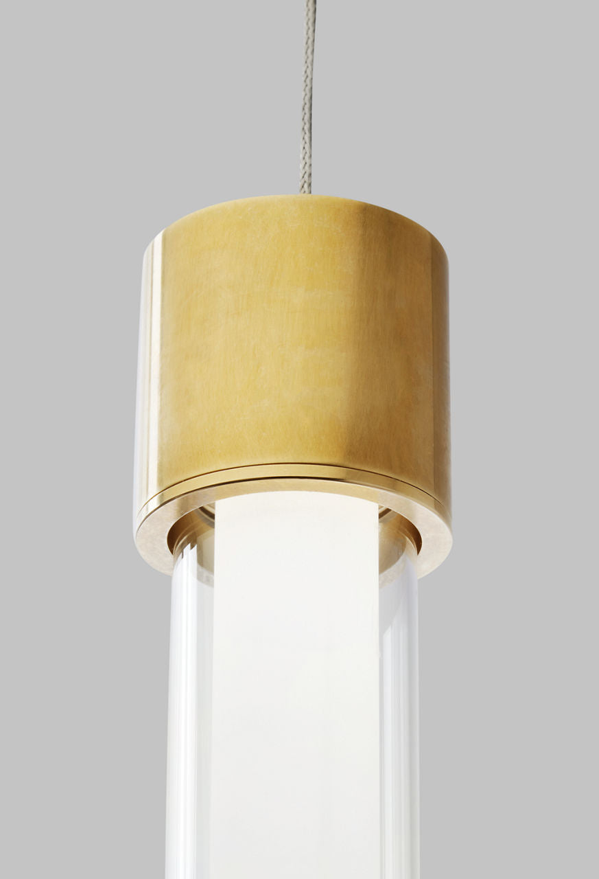 Mini Linger Pendant | Natural Brass | Outer Glass | inner acrylic Monopoint Bulb(s) Included
