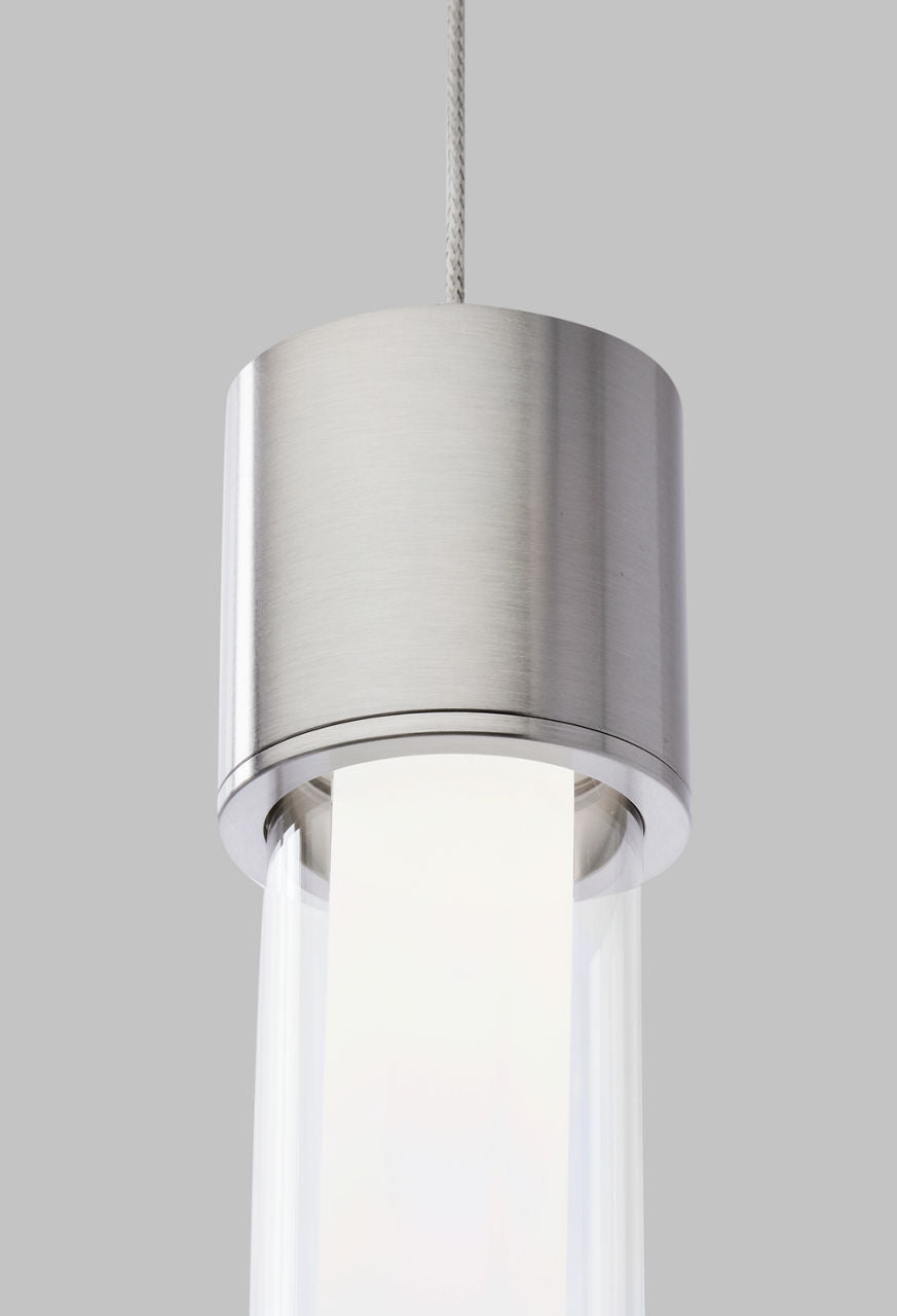 Mini Linger Pendant | Satin Nickel | Outer Glass | inner acrylic MonoRail Bulb(s) Included
