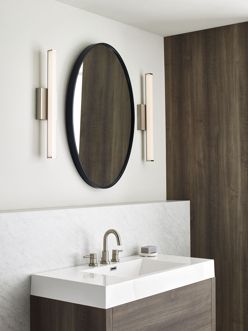 Lufe Square 24 Bath Square Satin Nickel LED 90 CRI 3000K 120V