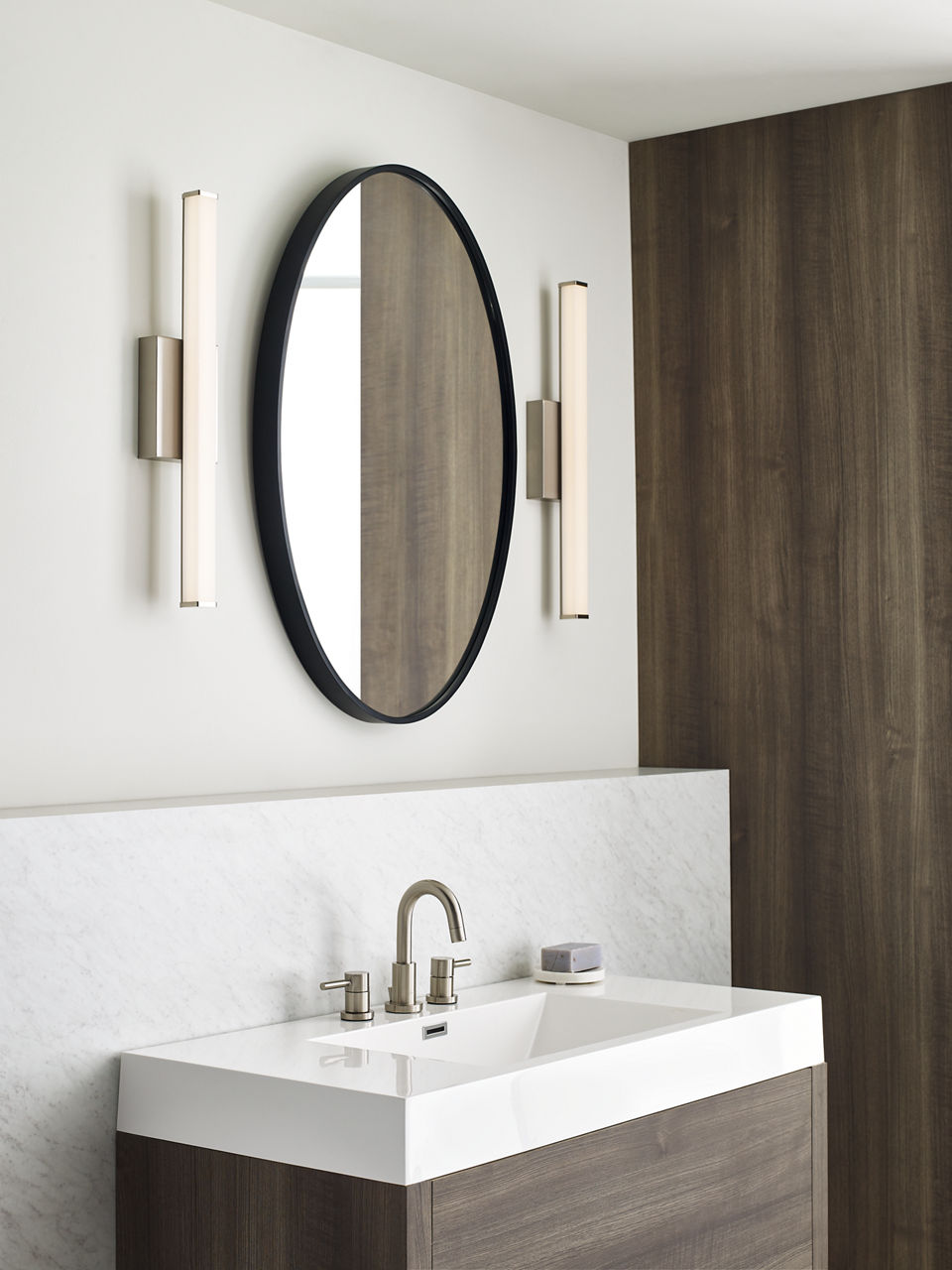 Lufe Square 24 Bath Square Satin Nickel LED 90 CRI 3000K 120V