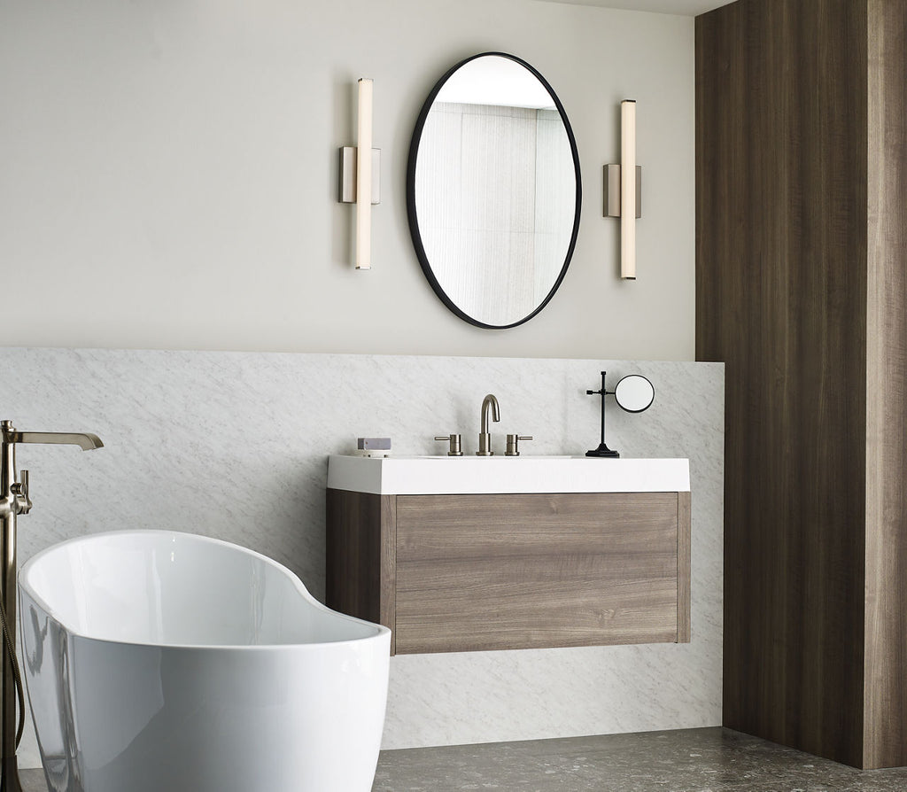 Lufe Square 24 Bath Square Satin Nickel LED 90 CRI 3000K 120V
