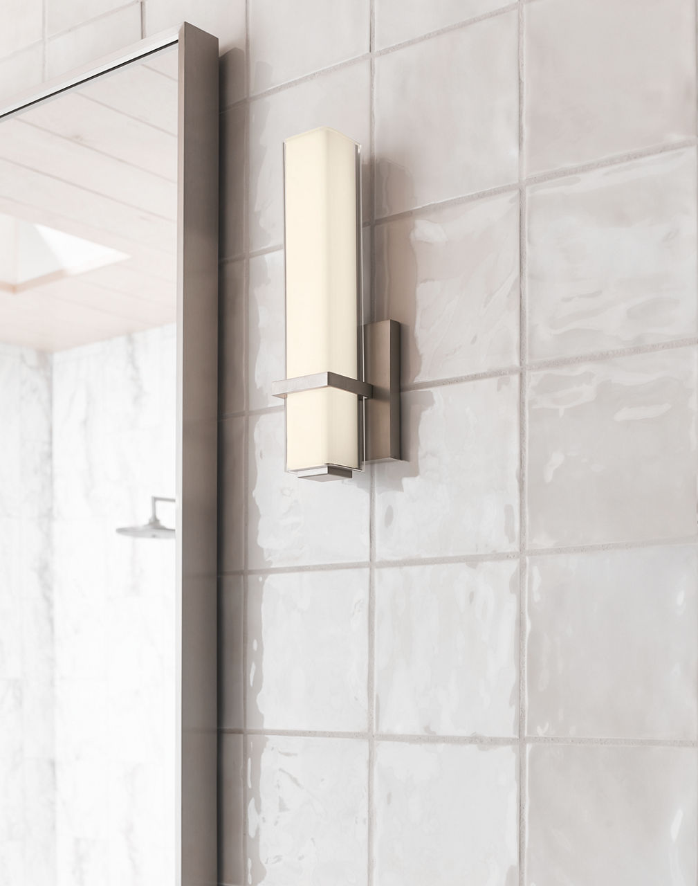 Milan 13 Bath 13" Small White Glass Satin Nickel LED 90 CRI 3000K 120V
