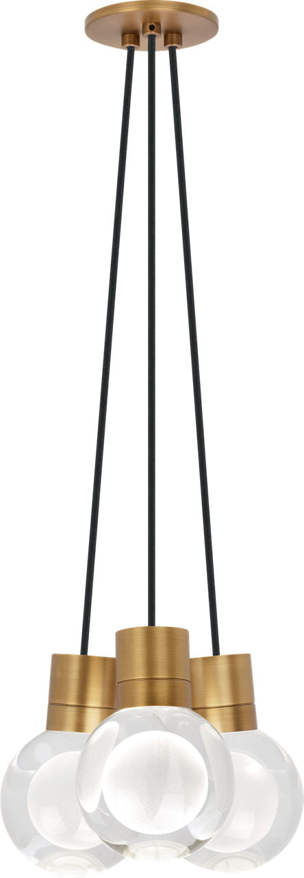Mina 3-Light Chandelier | Natural Brass | Black Cord 3000-2200K