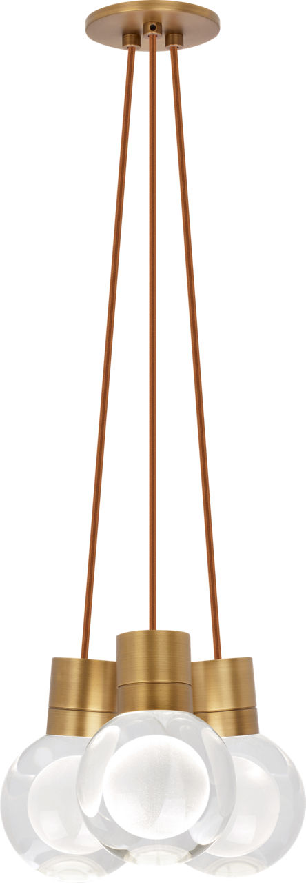 Mina 3-Light Chandelier | Natural Brass | Copper Cord 3000K