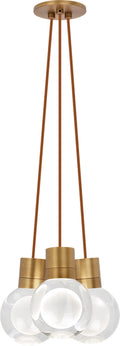 Mina 3-Light Chandelier | Natural Brass | Copper Cord 3000K
