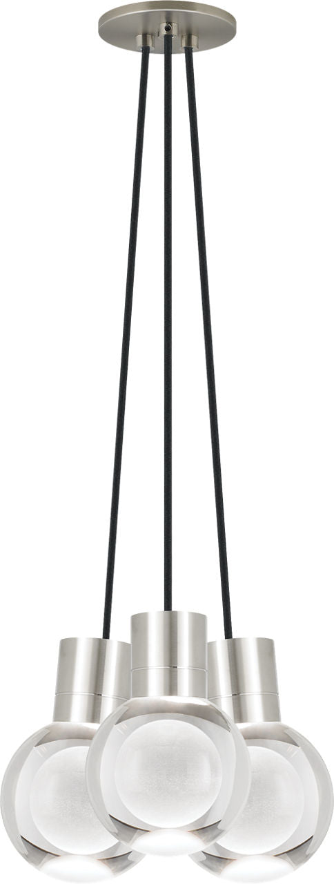 Mina 3-Light Chandelier | Satin Nickel | Black Cord 3000-2200K