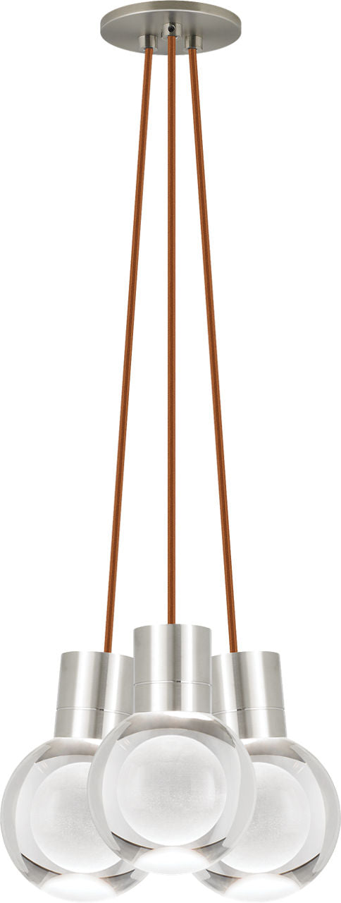 Mina 3-Light Chandelier | Satin Nickel | Copper Cord 3000K