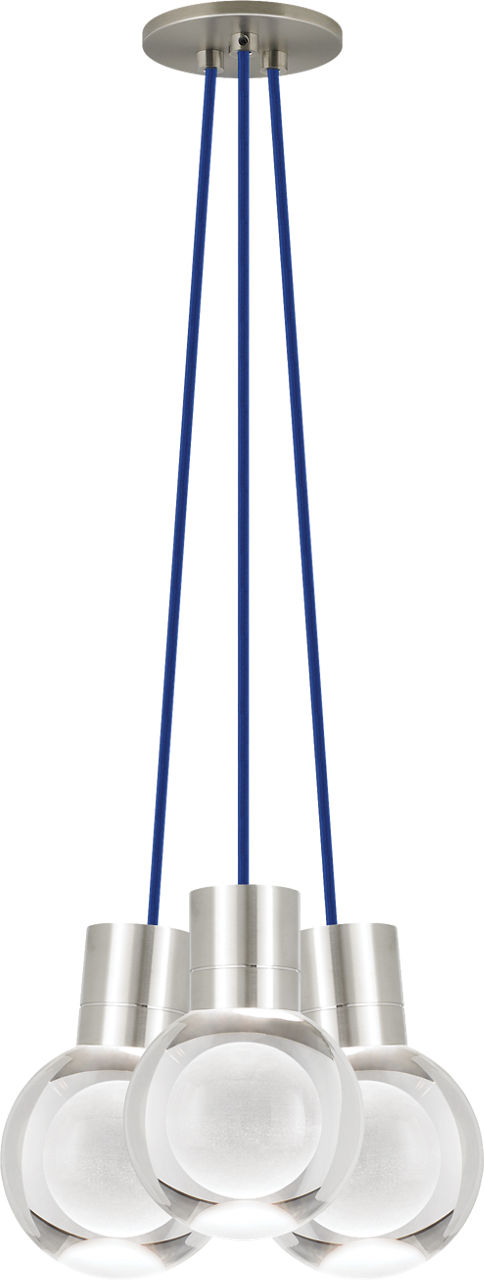 Mina 3-Light Chandelier | Satin Nickel | Blue Cord 3000K