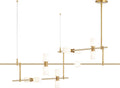 ModernRail Chandelier 2 Glass Cylinders Aged Brass 3000K 90 CRI 24v Remote