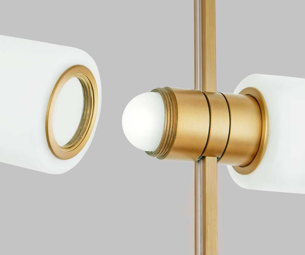 ModernRail Wall Glass Cylinders Aged Brass 3000K 90 CRI 24v remote canopy (t24)