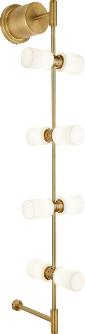 ModernRail Wall Glass Cylinders Aged Brass 3000K 90 CRI 24v surface canopy