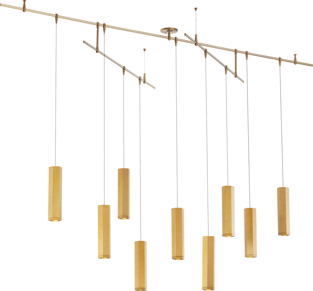 Blok Small Chandelier 9 Light Aged Brass LED 3000K 90 CRI 12Vremote
