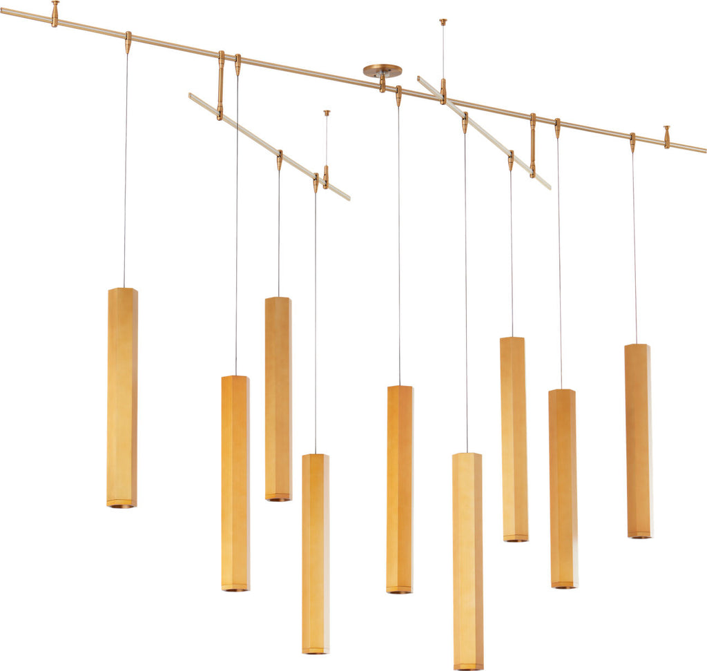 Blok Large Chandelier 9 Light Aged Brass LED 90 CRI 3000K 12V Surface