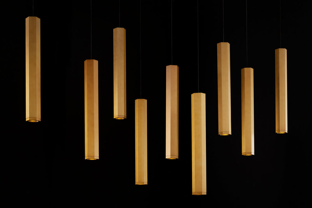 Blok Large Chandelier 9 Light Aged Brass LED 90 CRI 3000K 12V Surface