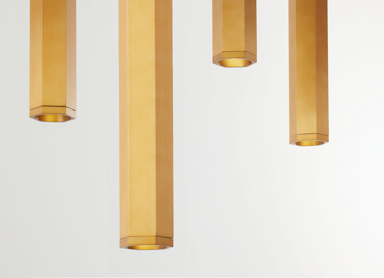 Blok Large Chandelier 9 Light Aged Brass LED 90 CRI 3000K 12V Surface