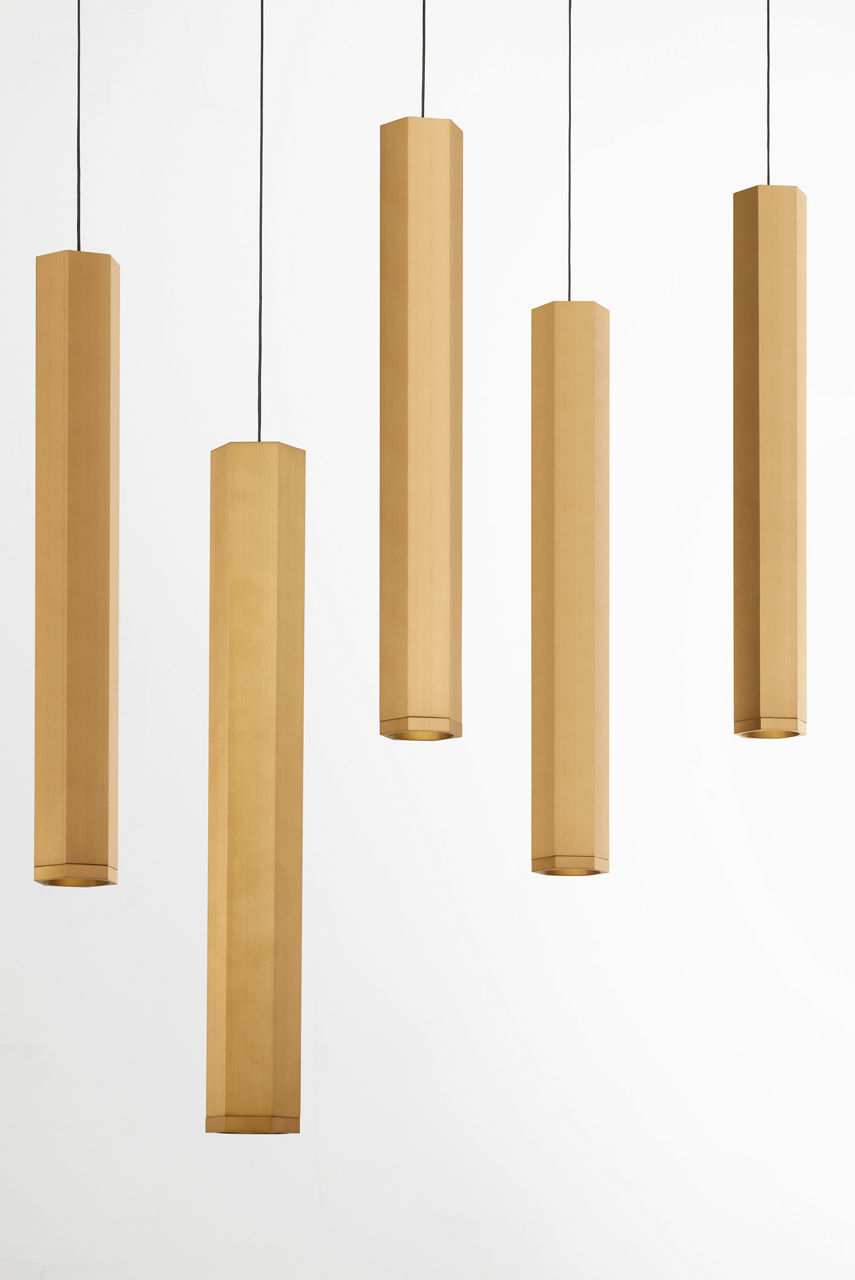 Blok Large Chandelier 9 Light Aged Brass LED 90 CRI 3000K 12V Surface