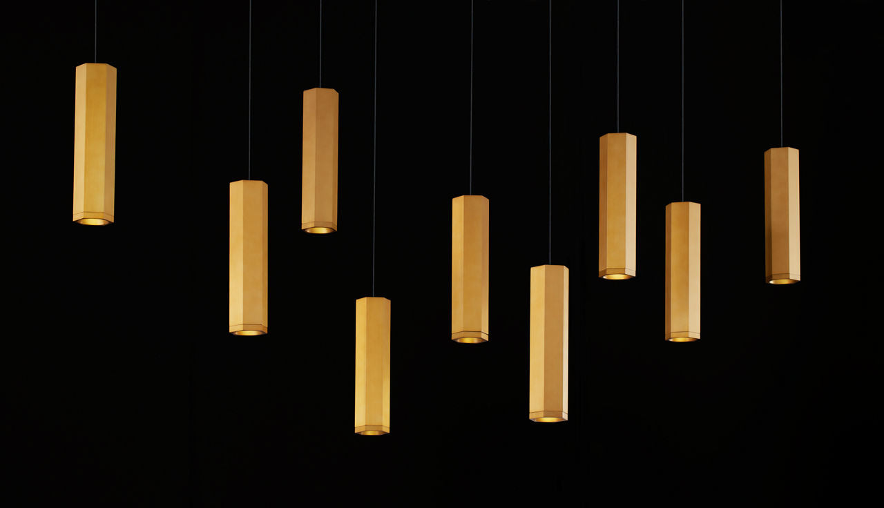 Blok Small Chandelier 9 Light Aged Brass LED 90 CRI 3000K 12V Surface