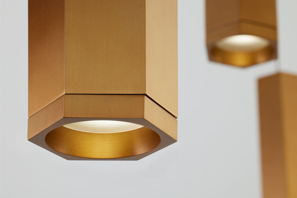 Blok Small Chandelier 9 Light Aged Brass LED 3000K 90 CRI 12Vremote