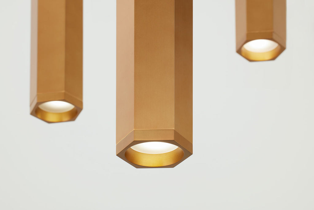 Blok Small Chandelier 9 Light Aged Brass LED 3000K 90 CRI 12Vremote
